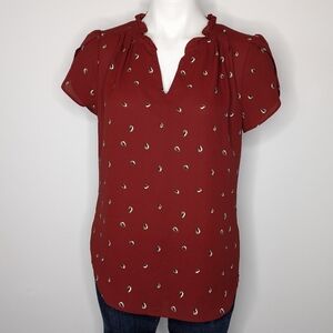 41 Hawthorn Burnt Red Short Sleeve Blouse S